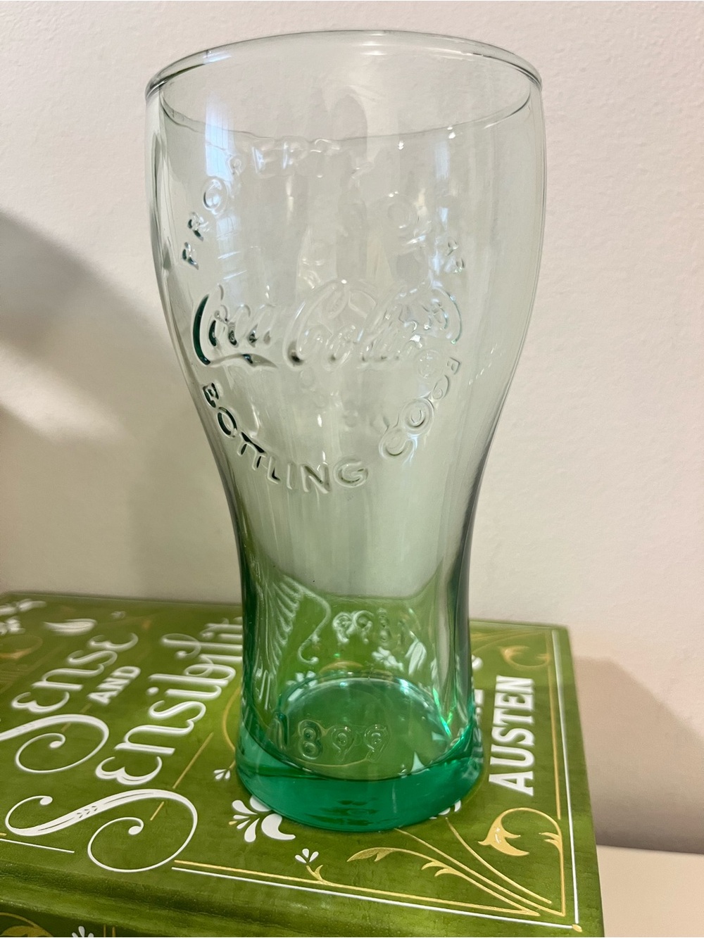 Coca Cola Light Green Embossed Glass Tumbler